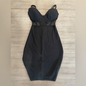 Revamped Black Mesh Detail Dress